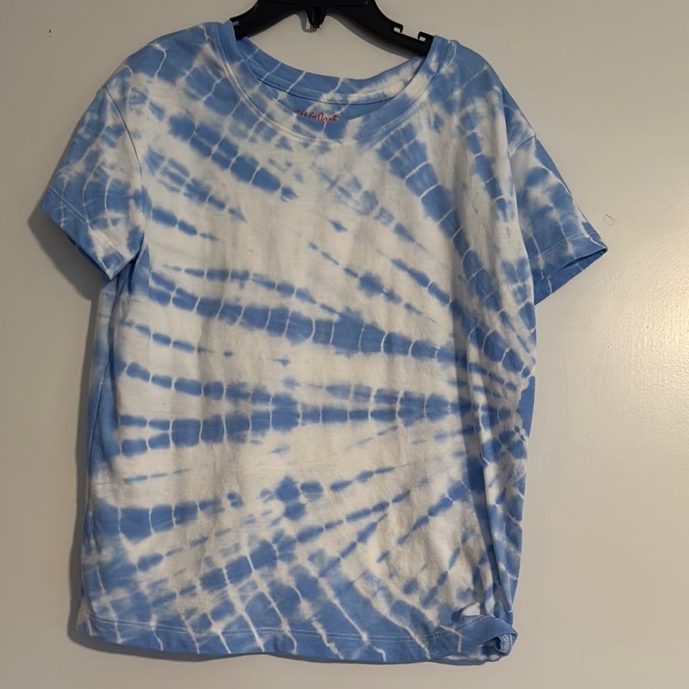 Cat & Jack Girls Sky Blue and White Tie-Dye Tee